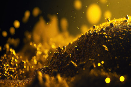 Yellow glittery textured background up closeの素材