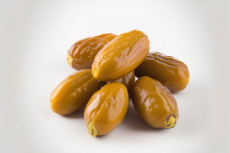 Yellow dates from a palm isolated against a white backgroundの素材