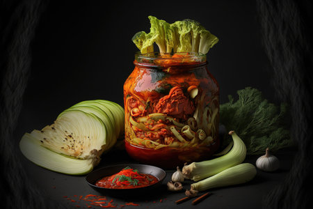 Yummy kimchi and fresh cabbage marinatedの素材