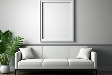 Blank sofa frame. Minimalist interior backdropの素材