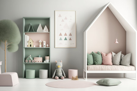 child living room mockup in a basic style,の素材