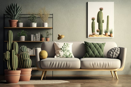 Modern rack and sofa. Illustrationの素材