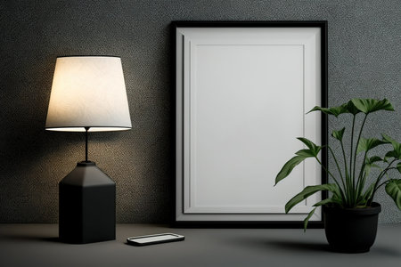 poster frame and lamp mockupの素材