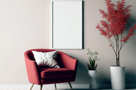 modern interior, mock up of a poster,の素材