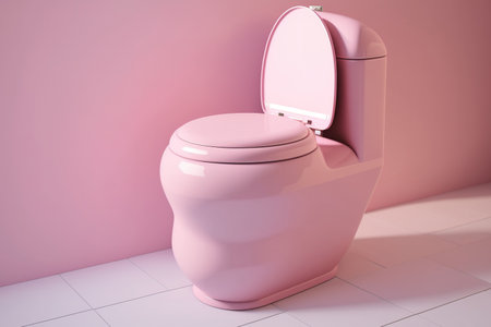 a contemporary pink toilet bowl with white ceramicの素材