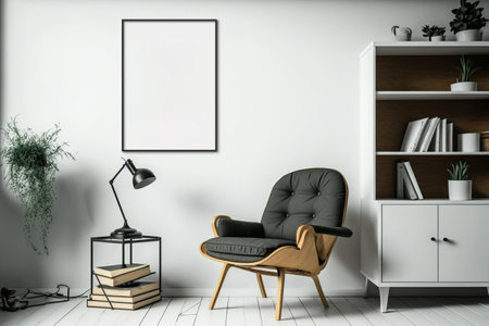 a minimalist mock up poster frame in the living room of a modern house,の素材