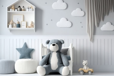 Scandinavian-inspired cozy nursery interior wall backgroundの素材