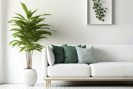 White living room couch with faux space,の素材