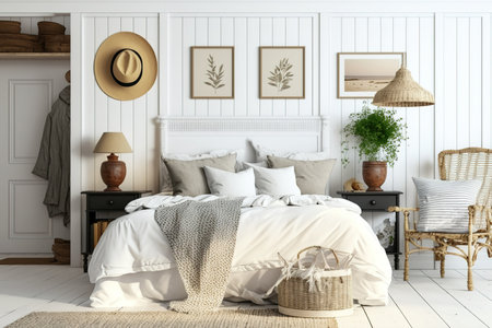 interior of a bedroom in the countryの素材