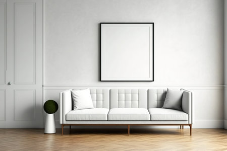 Couch placed on a parquet floorの素材