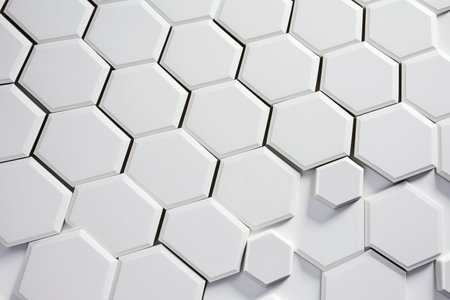Decorative hexagonal patterns in whiteの素材