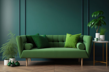 In a green room, a fabric sofaの素材
