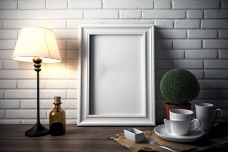 A tabletop mock-up photo frame with a home staging themeの素材