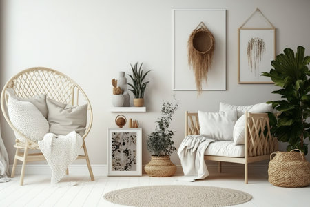 Background of a room in a house, with little decorationの素材