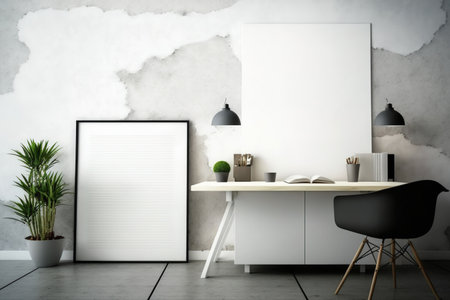 Interior design in a minimalistic manner. working table Home interior design website template, wallpaper template, and mockup templateの素材