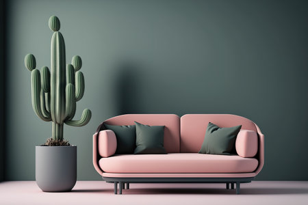 gray room with a pink sofa and no text,の素材