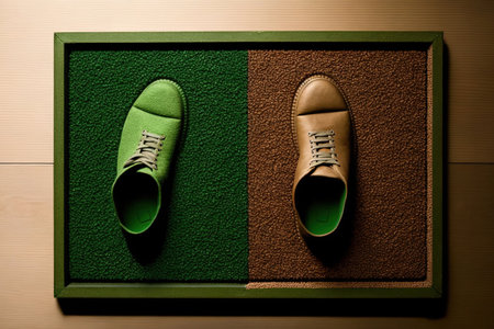 green and brown foot matsの素材