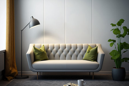 Interior Scene and Mockup, Sofa on Wall in Living Roomの素材