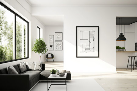 Interiors of a vacant house, copy space mockup drawing, uniqueの素材