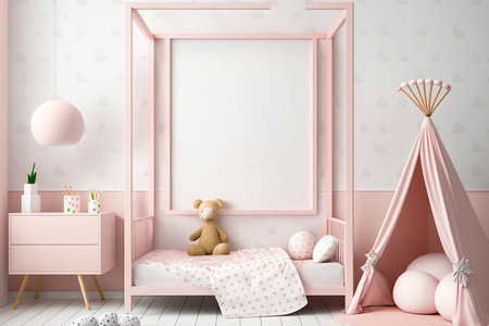 Pink childrens room Frame Mockup 1の素材