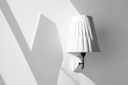 Lamp on white wall mockupの素材