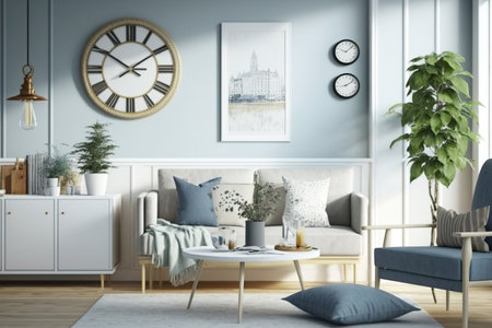 Scandinavian living room background, drawingの素材