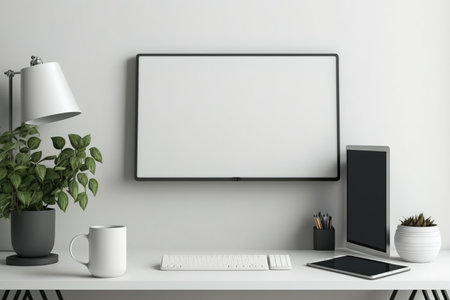 Elegant workspace Laptop and copy spaceの素材