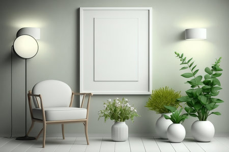Light room interior with mock up frames Illustrationの素材