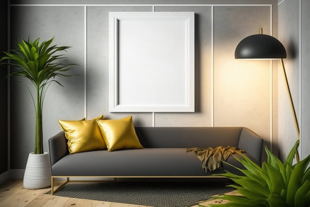 mock-up frame against a contemporary interior. Illustration of a frameの素材