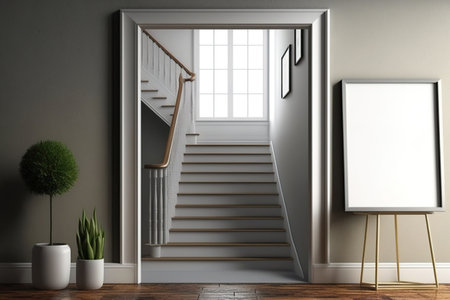 fake frames at the stairs and the doorの素材