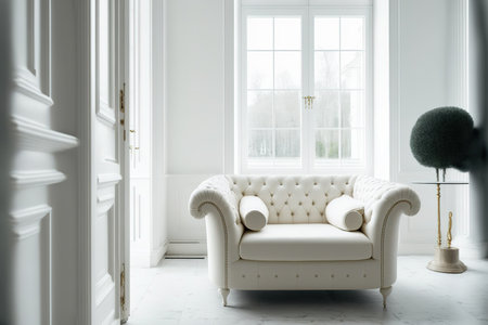 interior, a white room with a leather sofaの素材