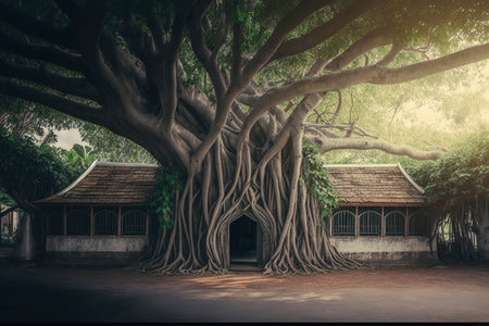 This ancient banyan tree, known as Pohon Beringin,の素材