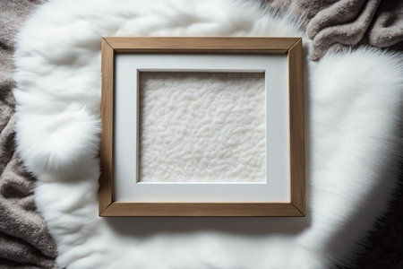 Empty houses resemble wooden picture frames on fur carpets. montages. Scandinavian design. top-downの素材