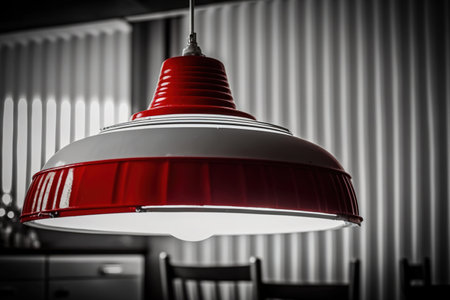 Red and white lamp in a restaurantの素材