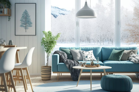 Scandinavian inspired modern interior design for the living areaの素材