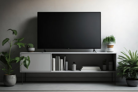 shelf tv in modern empty room,minimal design,の素材