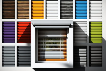 Standard with blinds of different designs and colorsの素材
