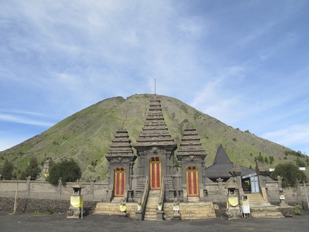 Hindu temple Pura Luhur Poten at the foot of Mount Bromo, Java island, Indonesiaの写真素材