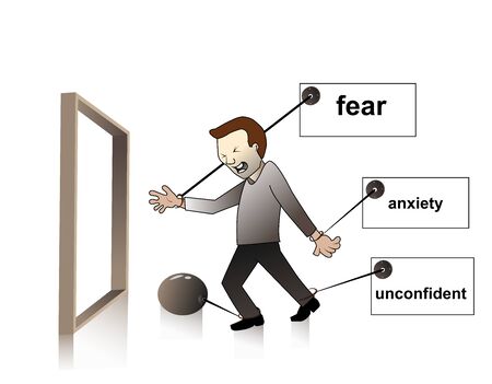 trap in the emotion,fear,anxiety,unconfidentのイラスト素材