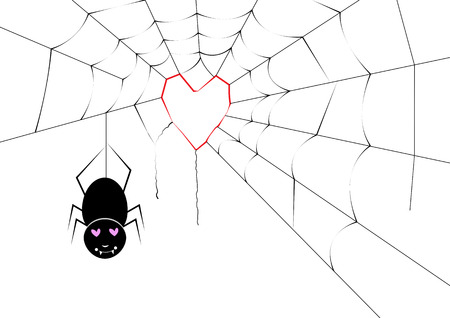 spider making a heart webのイラスト素材