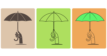 set of vector umbrella with handのイラスト素材