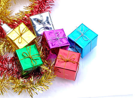 Christmas background with the set of gift boxes