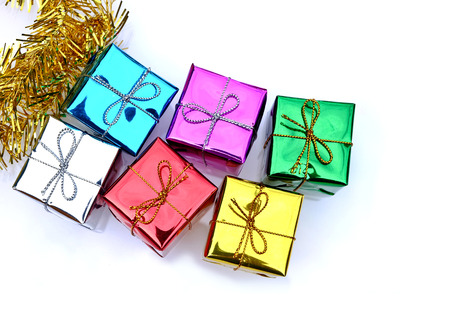 christmas gift boxes on the white background