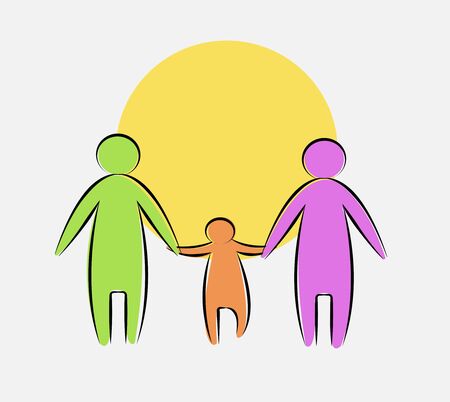 people walking together in family conceptionのイラスト素材