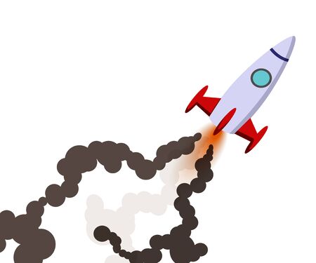 rocket with smoking launch to the skyのイラスト素材