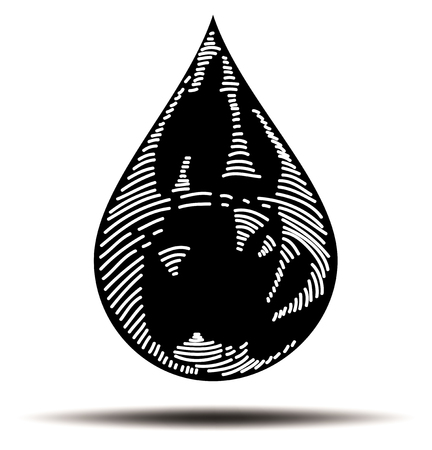 Oil drop in doodle styleのイラスト素材