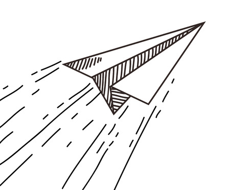 Paper plane drawing in doodleのイラスト素材