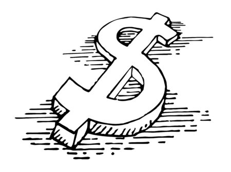 money sign hand sketch in doodle styleのイラスト素材