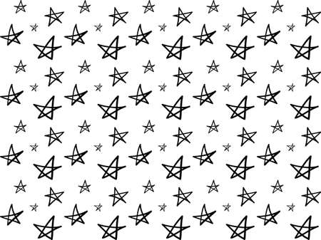 seamless star pattern hand drawing in doodlesのイラスト素材