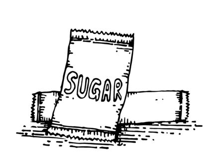 sugar in packaging hand drawingのイラスト素材